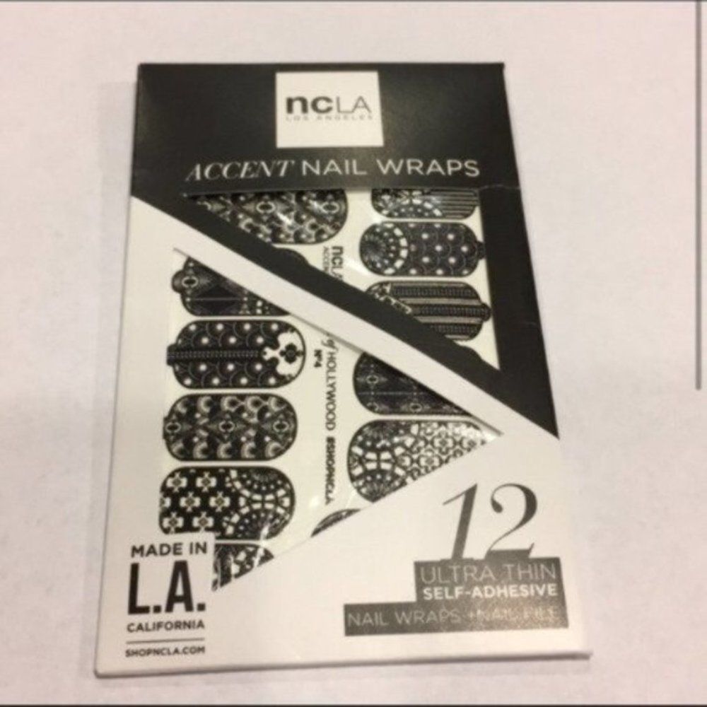 NCLA Women’s Makeup Accent Nail Wraps 12 Black